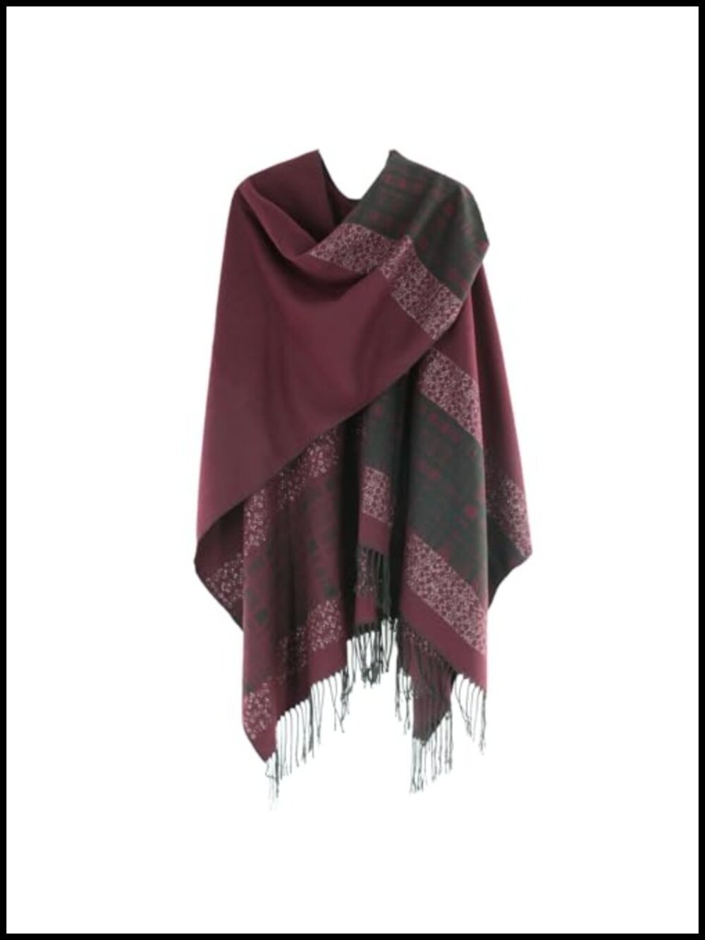 Reversible Women's Poncho Shawl Wrap Cape Cardigan Soft Warm Travel Fall Winter